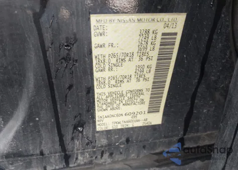 2013 Nissan Armada Sv from USA, damaged, VIN 5N1AA0NC6DN609201